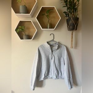 Grey Cropped Quarter Zip Sweatshirt